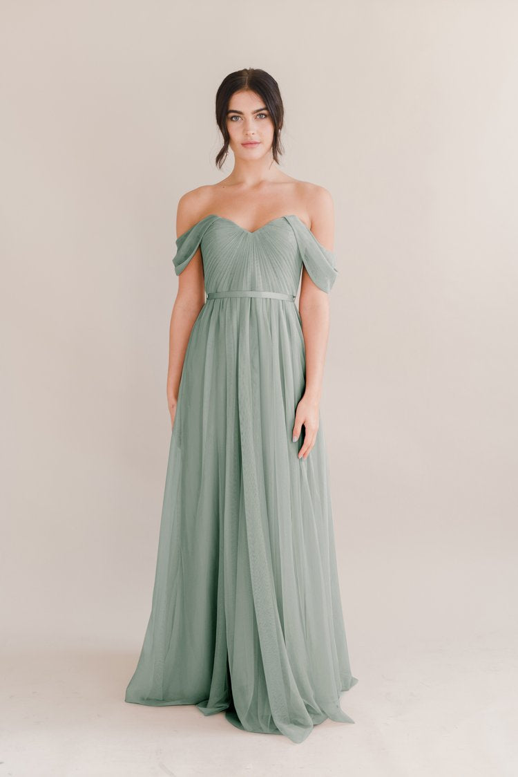 bardot bridesmaid dress uk Six Stories Women's Bardot Gathered Crepe Bridesmaid Dress